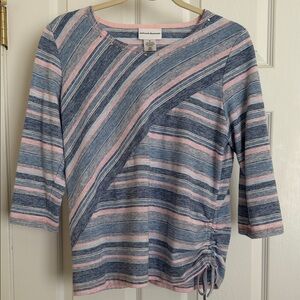 Alfred Dunner Women's Diagonal Striped Top - Pink and Blue size Med